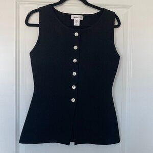 Bailey 44 Black Sleeveless Button-Front Top w/ Silver Buttons – Women’s Medium